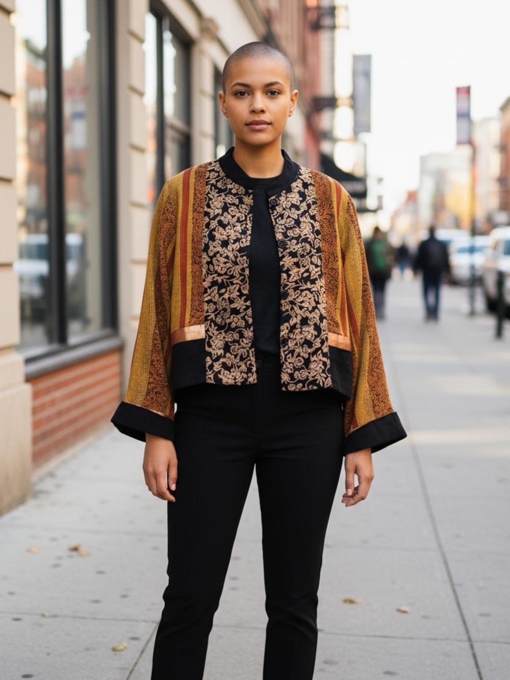 Vintage 90s Striped Lightweight Jacket - Mustard/Black